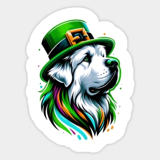 Pyrenean Mastiff Enjoys Saint Patrick's Day Festivities Sticker